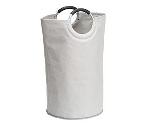 WENKO Panier à Linge Souple Jumbo | Panier à Linge Sale |Sac Multi Usage Ideal pour Les Courses| Poignée Souple en Aluminium | Capacité 69L | Polyester - Aluminium | 38x72 cm | Beige