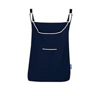 WENKO Panier à linge suspendu au-dessus de la porte avec crochets, pour salle de bain, placard, rangement peu encombrant, montage mural, 10 x 52 x 81 cm, bleu marine