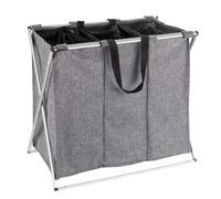 WENKO Panier à Linge Trio Gris chiné - Corbeille à Linge Capacité: 130 l, Polyester, 63 x 57 x 38 cm, Gris