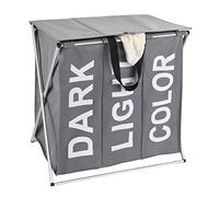 WENKO Panier à Linge Trio Top Gris - Corbeille à Linge Capacité: 118 l, Polyester, 57 x 57 x 38 cm, Gris