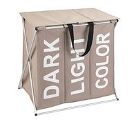 WENKO Panier à Linge Trio Top Taupe - Corbeille à Linge Capacité: 118 l, Polyester, 57 x 57 x 38 cm, Taupe