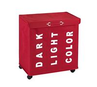 WENKO Panier à Linge Trivo Rouge - Corbeille à Linge Capacité: 116 l, Polyester, 56 x 60 x 35 cm, Rouge