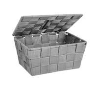 WENKO Panier de rangement Adria avec couvercle 19 x 14 x 10 cm gris en polypropylène