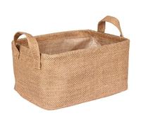 WENKO Panier de rangement Juna M, corbeille décorative pour le rangement ordonné d'accessoires comme p.ex. des vêtements, équipé de deux poignées, matériau extérieur 100% jute, 24 x 17 x 17 cm, brun