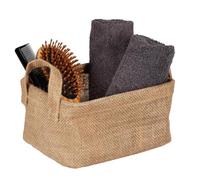 WENKO Panier de rangement Juna S, corbeille décorative pour le rangement ordonné d'accessoires comme p.ex. des vêtements, équipé de deux poignées, matériau extérieur 100% jute, 20 x 15 x 15 cm, brun