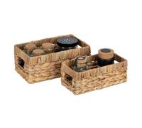 WENKO Panier de rangement Mod Cynthia, lot de 2, panier tressé, rectangulaire, avec poignées encastrées, organiseur de cuisine pour plan de travail et placard de cuisine