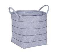 WENKO Panier de rangement Nella L, corbeille en feutre de haute qualité, 100 % polyester, facile à entretenir, gris avec couture décorative, 2 poignées de transport, volume de 79 l, Ø 48 x 44 cm