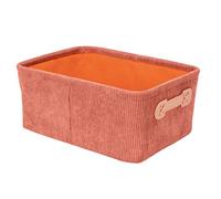 WENKO Panier de salle de bain Anela, pour ranger les accessoires de toilette, en velours côtelé doux 100 % polyester, avec deux petites poignées en similicuir, 27,6 x 12 x 20 cm, vieux rose