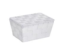 WENKO Panier de salle de bains Adria avec couvercle blanc - panier de salle de bain Capacité: 2.164 l, Polypropylène, 19 x 10 x 14 cm, Blanc