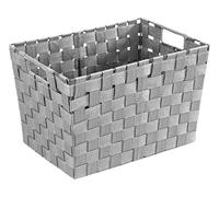 WENKO Panier de Salle de Bains Adria, Format M, Panier de Rangement Tendance, Style Plastique Tissé, en Polypropylène, Dimensions: 35 x 22 x 25,5 cm, Couleur: Gris