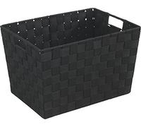 WENKO Panier de Salle de Bains Adria, Format M, Panier de Rangement Tendance, Style Plastique Tissé, en Polypropylène, Dimensions: 35 x 22 x 25,5 cm, Couleur: Noir