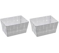 WENKO Panier de salle de bains Adria Mini, long blanc - panier de bain, Polypropylène, 19 x 9 x 14 cm, Blanc (Lot de 2)