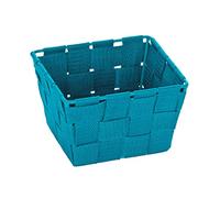 WENKO Panier de salle de bains Adria Mini, square pétrole - panier de bain Capacité: 1.568 l, Polypropylène, 14 x 9 x 14 cm, Pétrole