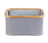 WENKO Panier rangement pliable bambou Bahari, boite de rangement linge, 20L, Polyester - Bambou, 38x20x26 cm, gris - marron
