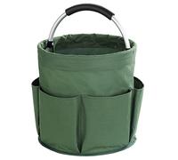 WENKO Panier Rangement Produit d'entretien, 6 rangements, Pliable avec poignée de Transport, Polyester, ø28x54 cm, Vert