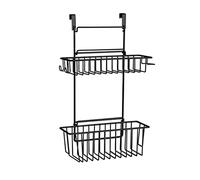 WENKO Panier Suspendu Flexi, 2 étages, Organiseur à Suspendre à Un tiroir ou Une Porte de Placard, Convient pour Salle de Bain et Cuisine, sans perçage, en métal thermolaqué, 32 x 47 x 12,5 cm, Noir