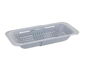 WENKO Passoire d'évier Sivo, passoire pratique pour évier en plastique, laver les fruits et légumes, extensible jusqu'à 50 cm pour un travail hygiénique dans la cuisine, sans BPA, gris clair