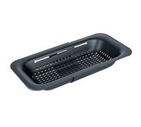 WENKO Passoire pour évier Sivo, passoire de cuisine extensible adapté à l'évier en plastique robuste, idéal pour le lavage de fruits et de légumes ou pour l'égouttage de pâtes, 36,5-50 x 7 x 20 cm, noir