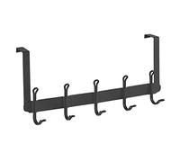 WENKO Patère de Porte à Crochets Nostalgie Portemanteau de Porte avec 5 Crochets, pour épaisseur de feuillure de 2 cm Noir