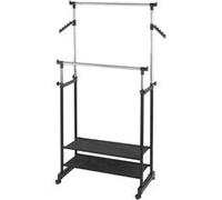Penderie double portant mobile - H. 117/169 cm Argenté