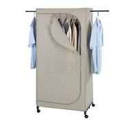 WENKO Penderie en Tissu | Penderie Stable | avec tringles | Fermeture éclair sur Toute la Hauteur | Structure métallique Robuste | Charge 10 kg | Polyester | 75x160x50 cm | Taupe