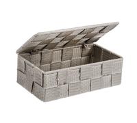 WENKO Petit panier rangement salle de bain avec couvercle Adria, petite boite avec couvercle, Polyporpylène, 18x10x6.5 cm, taupe