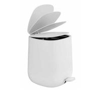WENKO Petite Poubelle Salle Bain 5L DAVOS | Poubelle à pédale design Cuisine, WC | Fermeture silencieuse | Plastique | Blanc