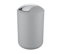 WENKO Petite poubelle salle de bain, poubelle à couvercle basculant Brasil L, 6.5L, gris, Ø 19,5 x 31 cm