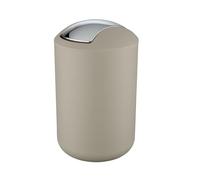 WENKO Petite poubelle salle de bain, poubelle à couvercle basculant Brasil L, 6.5L, taupe, Ø 19,5 x 31 cm