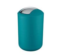 WENKO Petite Poubelle Salle de Bain, Poubelle à Couvercle basculant Brasil L, 6.5L, Turquoise, Ø 19,5 x 31 cm