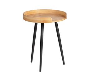 WENKO Petite table basse ronde, table d'appoint bout de canapé bois, pied métal noir, Bois Bambou, Ø 40 x 50 cm