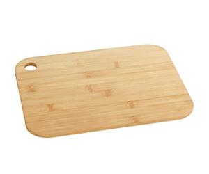 WENKO Planche à découper en bambou M+ - Planche de cuisine, planche à découper avec trou de préhension, ménage la lame, Bambou, 33 x 0.8 x 25 cm, Marron