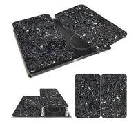 WENKO Plaque de cuisson en verre 2 pièces | Couvre-plaques de cuisson Blauer Marmor pour protection et décoration de cuisinière | Dimensions 30 x 1,8-5,5 x 52 cm | Verre trempé noir