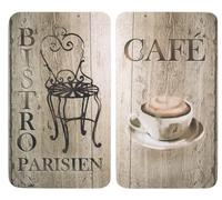 WENKO Plaque de Protection en Verre Universel Bistro Set de 2 Set de 2, pour Tous Les Types de cuisinières Marron