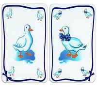 WENKO Plaque de protection en verre universel Oies set de 2 - set de 2, pour tous les types de cuisinières, Verre trempé, 30 x 1.8-5.5 x 52 cm, Multicolore