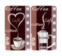 WENKO Plaque de Recouvrement Universelle Mod. Arôme du Café, réglable en Hauteur pour Tout Type de cuisinière, Planche à découper et Protection Anti-éclaboussures, Verre, 30 x 52 cm, 2 pièces