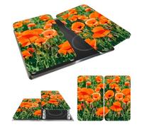 Protection plaque de cuisson, couvre plaque de cuisson en verre 'Champ de coquelicots', Lot de 2, 30 x 52 cm