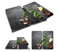 WENKO Plaque de Recouvrement Universelle Mod. Herbes, réglable en hauteur pour tout type de cuisinière, planche à découper et protection anti-éclaboussures, verre, 30 x 52 cm, 2 pièces