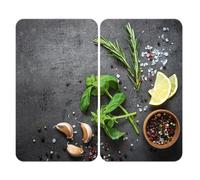 WENKO Couvercles en verre « Universal Kräuter » – Lot de 2 multicolores, verre trempé