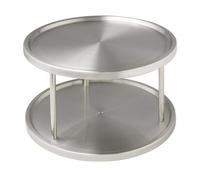 Wenko Plateau tournant Duo – acier inox, 2 tablettes rotatives – argent mat