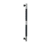 WENKO Poignée de sécurité Secura, Barre d'appui salle de bain avec surface antidérapante, Silicone - Acier Inox, 65,5x5x9 cm, gris - Brillant