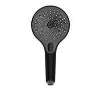 WENKO Pomme de douche Ultimate Shower, douchette avec 3 fonctions, faible débit et silencieux, en plastique avec raccord universel ½", Ø 13 cm, noir/gris, 25301100