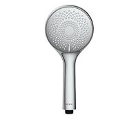 WENKO Pomme de douche Water chrome Ø 11 cm - Douchette universelle, pommette avec système d'économie d'eau et 5 types de jets, Plastique (ABS), 11 x 11 cm, Chromé