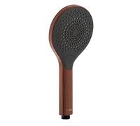 WENKO Pomme de Douche Watersaving Wood, douchette à économie d'eau, Aspect Bois élégant en Plastique, économie d'eau et Confort Total avec 3 Types de Jets, raccord Universel ½, Ø 12 cm, Marron/Noir