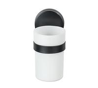 WENKO Porte Brosse à Dent mural Pavia, Gobelet salle de bain mural fixation sans perçage "Static Loc Plus", adhérence statique, Acier - Plastique, 6x12x9 cm, Noir - Blanc