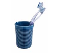 WENKO Porte Brosse à dent Sada, Gobelet Salle de bain céramique, Pot brosse à dent design, céramique, Ø 8x10 cm, bleu marine