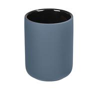 WENKO Porte Brosse à Dents Avellino, gobelet Salle de Bain, gobelet pour la Brosse à Dents et Le Dentifrice, Surface agrippante Soft-Touch, céramique dépolie, Ø 8,5x11 cm, Bleu Pigeon