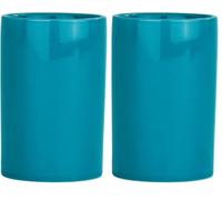 WENKO Porte Brosse à Dents, gobelet Salle de Bain Polaris, Bleu Turquoise, Céramique, ø7,5 x 11 cm (Lot de 2)