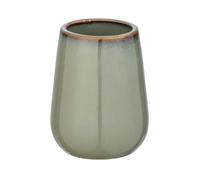 WENKO Porte-Brosse à Dents Sirmione en céramique, avec Rebord de gobelet accentué en cuivre, gobelet pour la Brosse à Dents et la pâte Dentifrice, Accessoire de Salle de Bain décoratif, Ø8x10,5cm