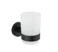 WENKO Porte-Brosse à Dents Uno Bosio Black | Support Mural en INOX Noir | Accessoires Salle de Bain | Inclus vis et Chevilles | Dimensions (l x h x p) 7 x 9,5 x 10,5 cm | Matériau INOX Mat